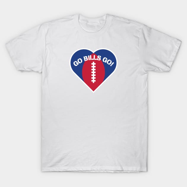 Heart Shaped Buffalo Bills T-Shirt by Rad Love